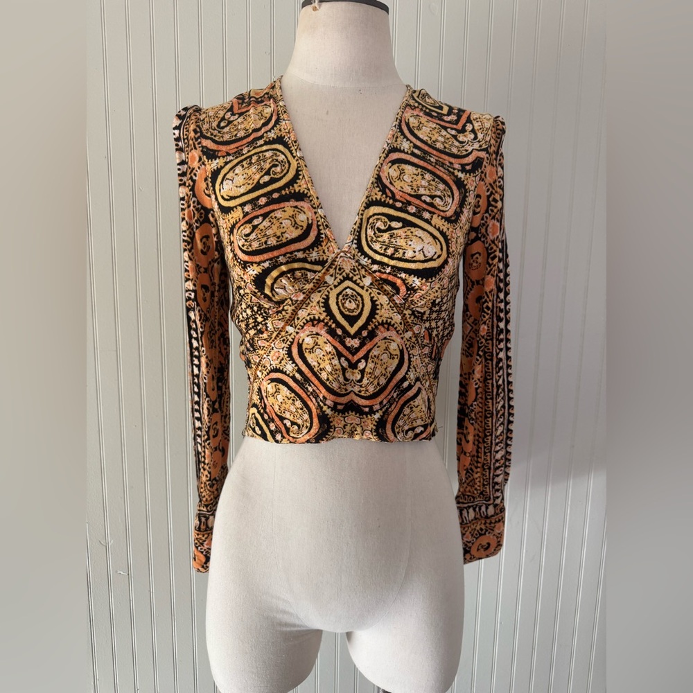 Free People V Cut Cropped Blouse